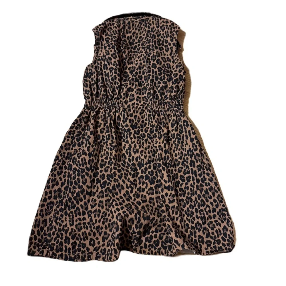 Vince Camuto Leopard Print Button Down Dress Sz 12 Sleeveless Kids Girls